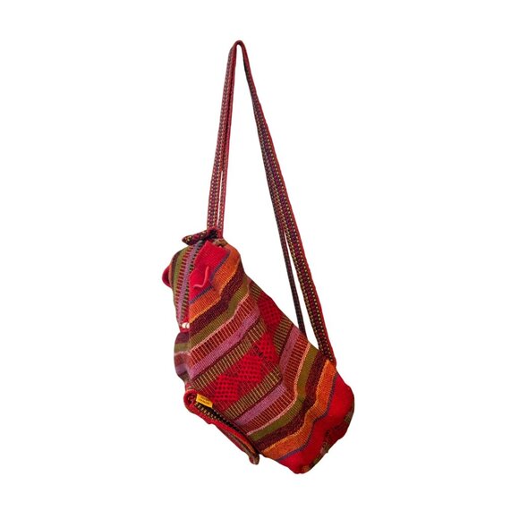 Handmade Woven Backpack With Multicolor Stripes & Front Pocket - Artisan Made In - Picture 2 of 6